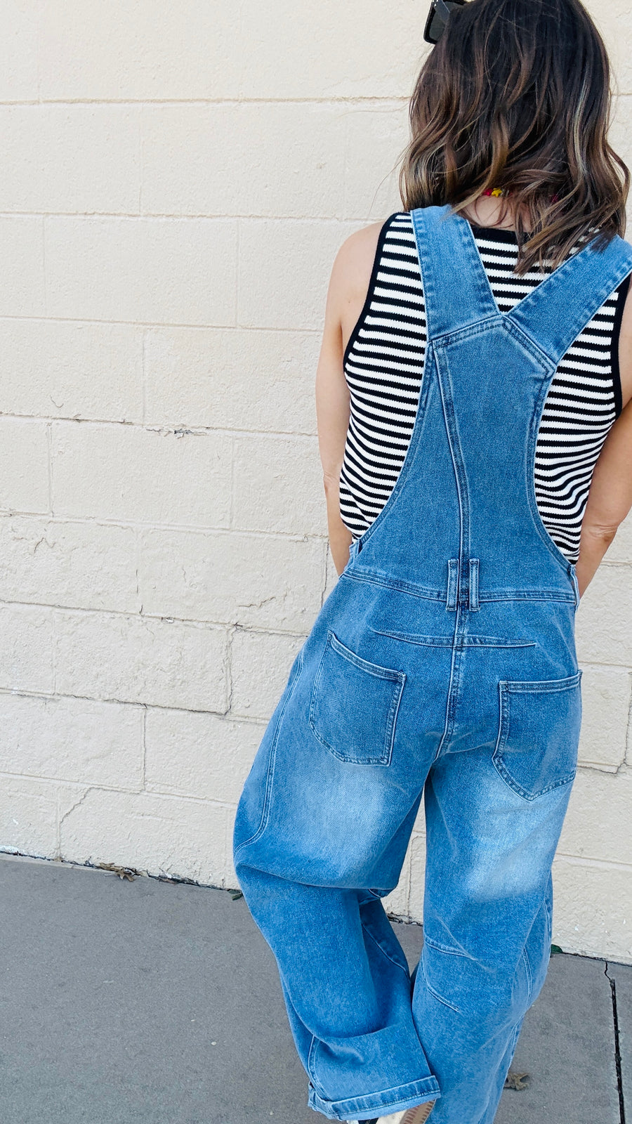 Molly Wide Barrel Leg Denim Overalls- Medium Wash