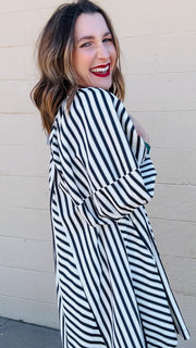 Kelsi Black & White Stripe Oversized Dress