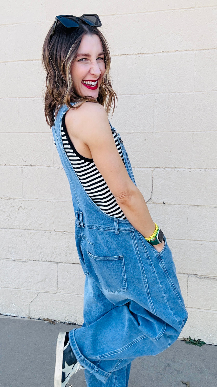 Molly Wide Barrel Leg Denim Overalls- Medium Wash