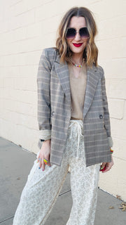 Executive Elegance Houndstooth & Plaid Blazer