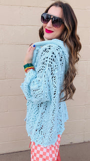Skyline Breeze Crochet Cardigan-Baby Blue