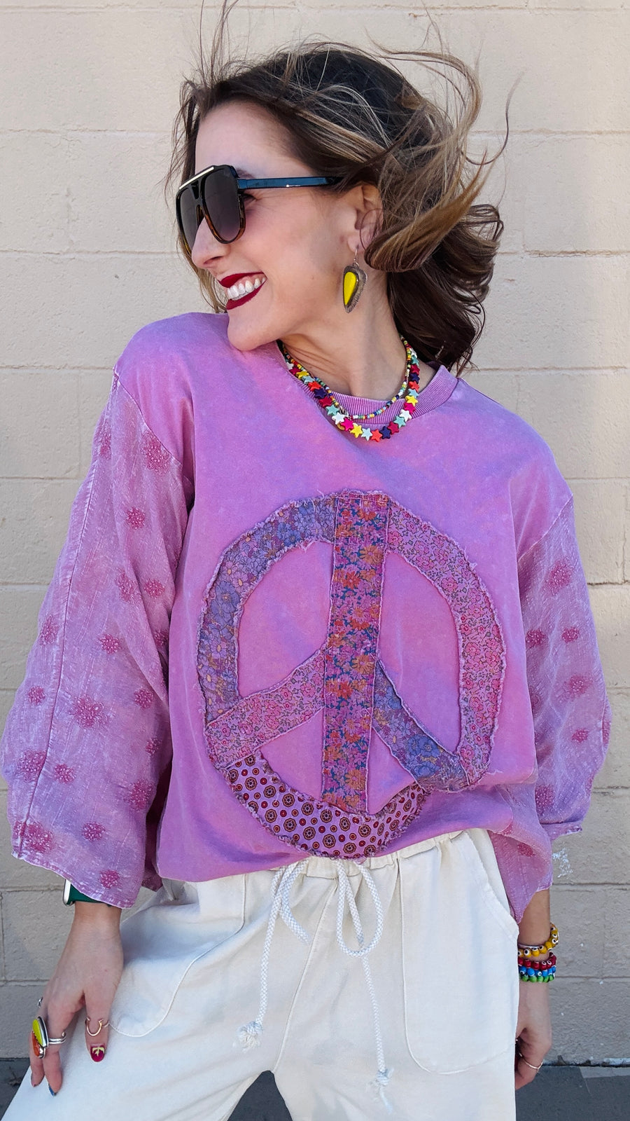 Peace & Petals Dolman Top-Dusty Rose