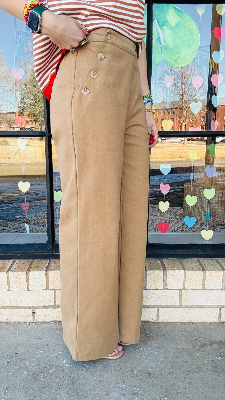 Class Act Twill Wide Leg Pants- Tan