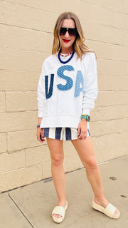 Brighton Striped Shorts-Navy & Natural
