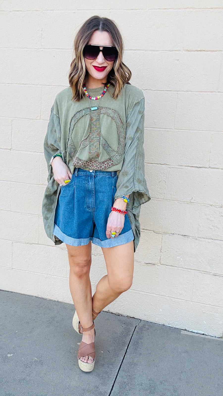 Sunset Stroll Pleated Denim Shorts