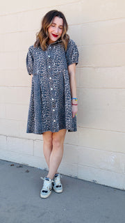 Chloe Leopard Print Denim Dress