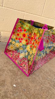 Carry All Happy Tote Bag - Wildflower Border or Flower Stripes