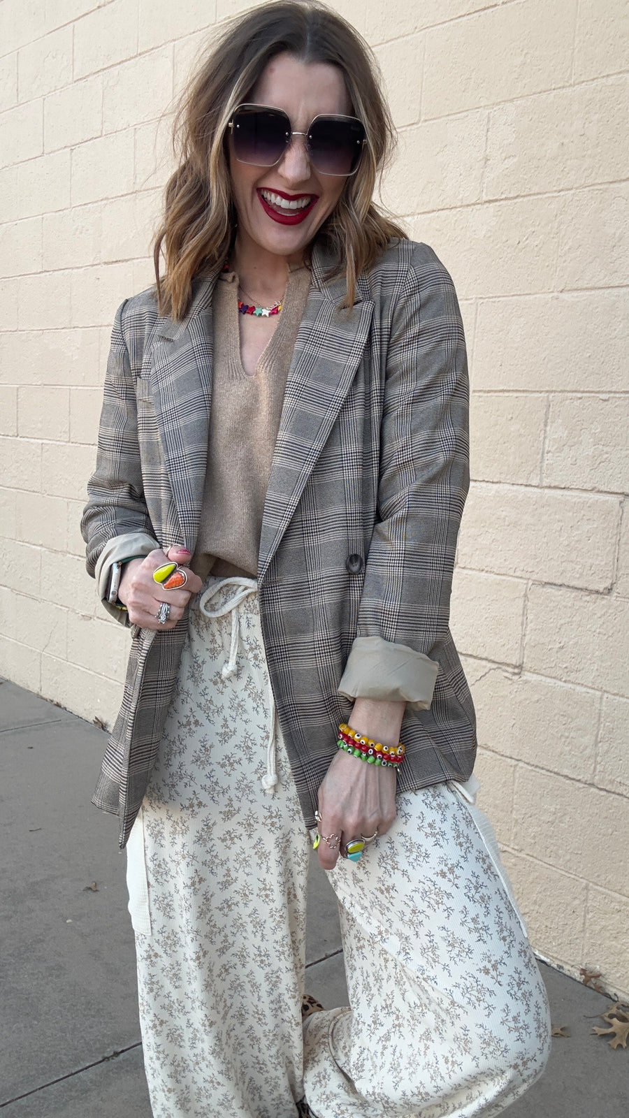 Executive Elegance Houndstooth & Plaid Blazer