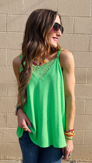Lace Inset Dream Tank - Apple Green