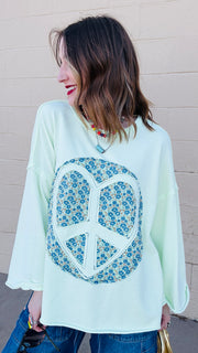 Boho Peace Patch Tee-Lime