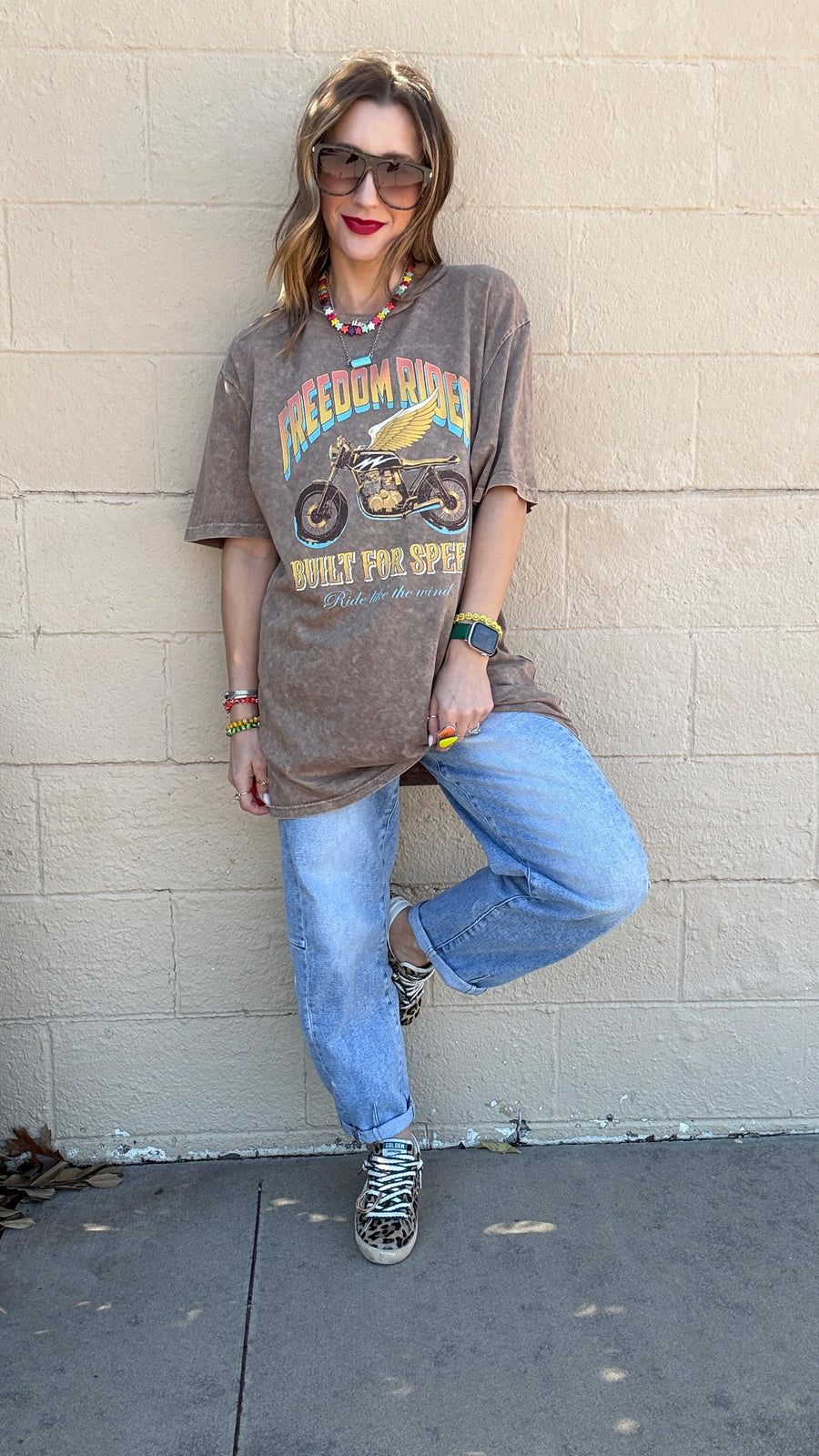 Freedom Rider Graphic Tee- Mocha