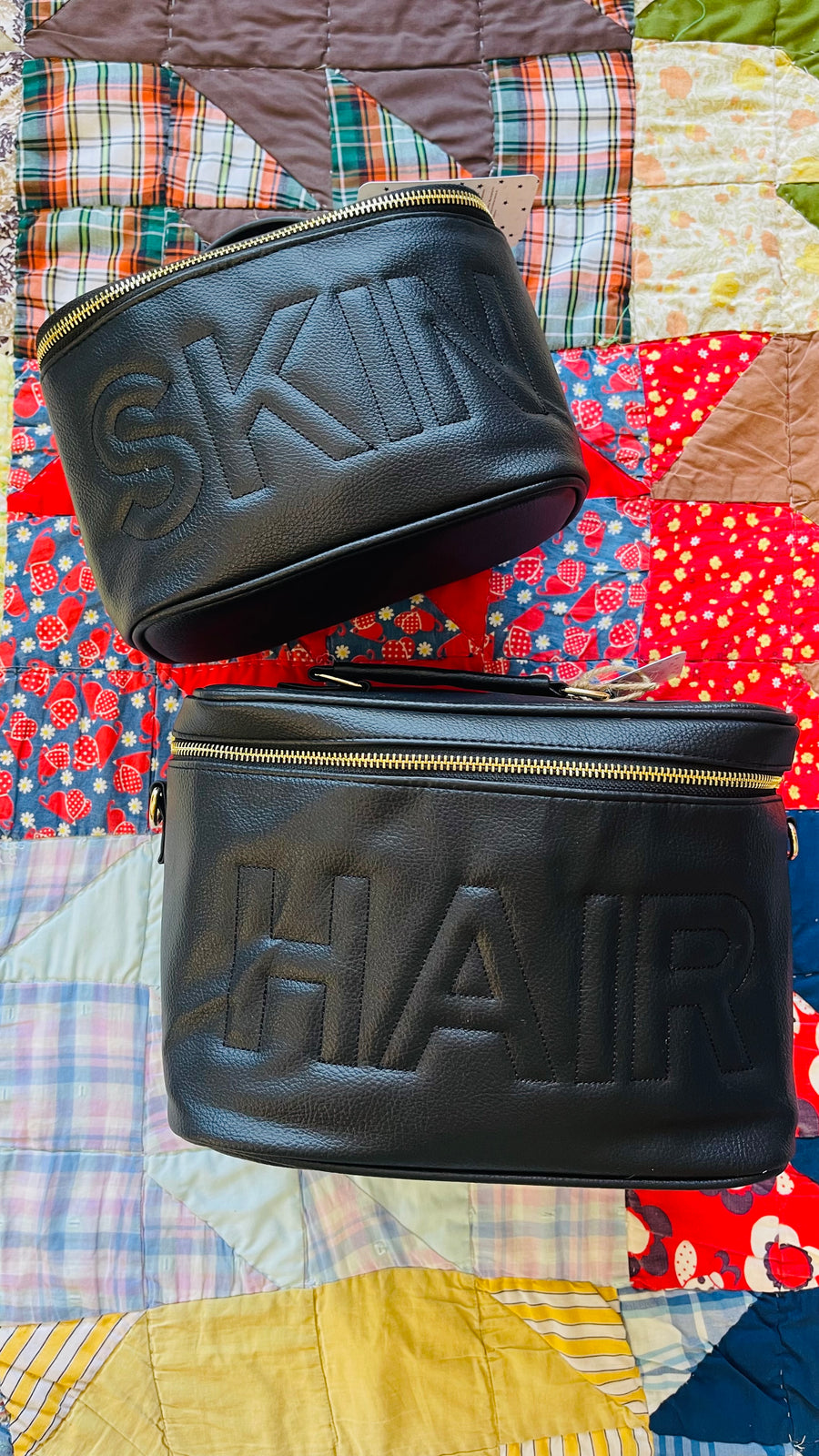 Black Leather Skincare Bag