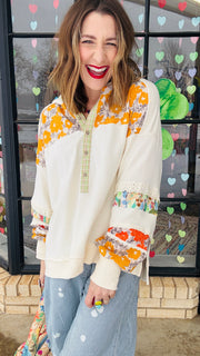 Sienna Floral & Lace patchwork Pullover