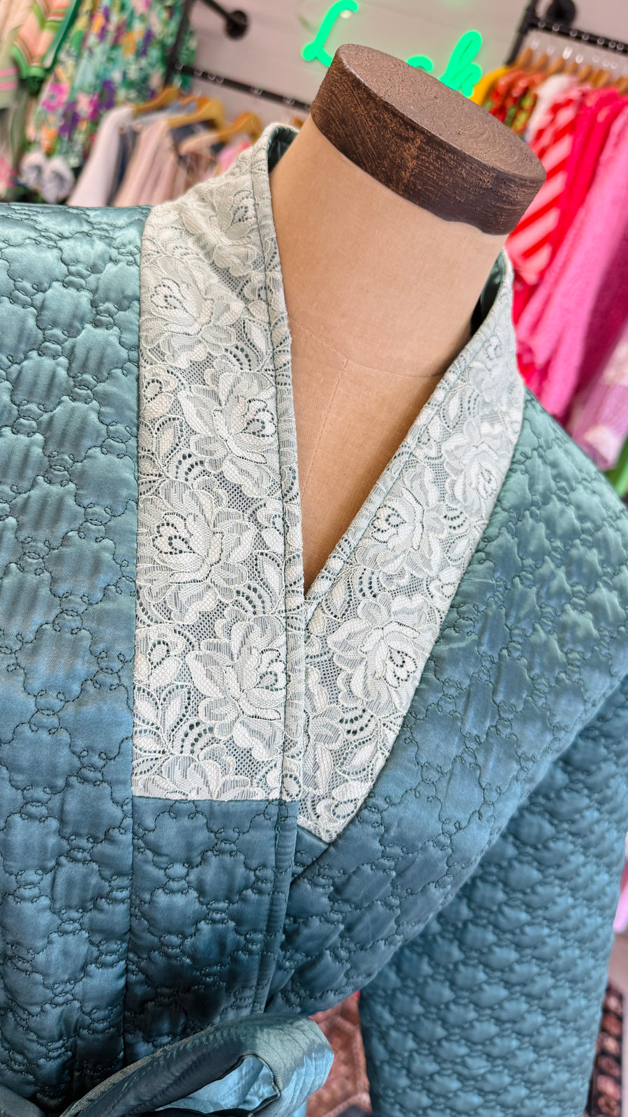 Azure Belle Quilted Smoking Jacket