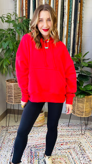 Paige Classic Drawstring Hoodie- Ruby