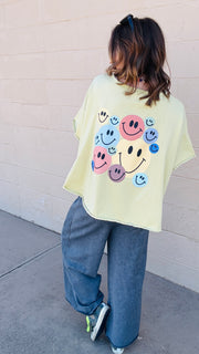 Bright Smiles Oversized Graphic Tee- Lime