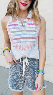 Starry Stripes Sleeveless Sweater