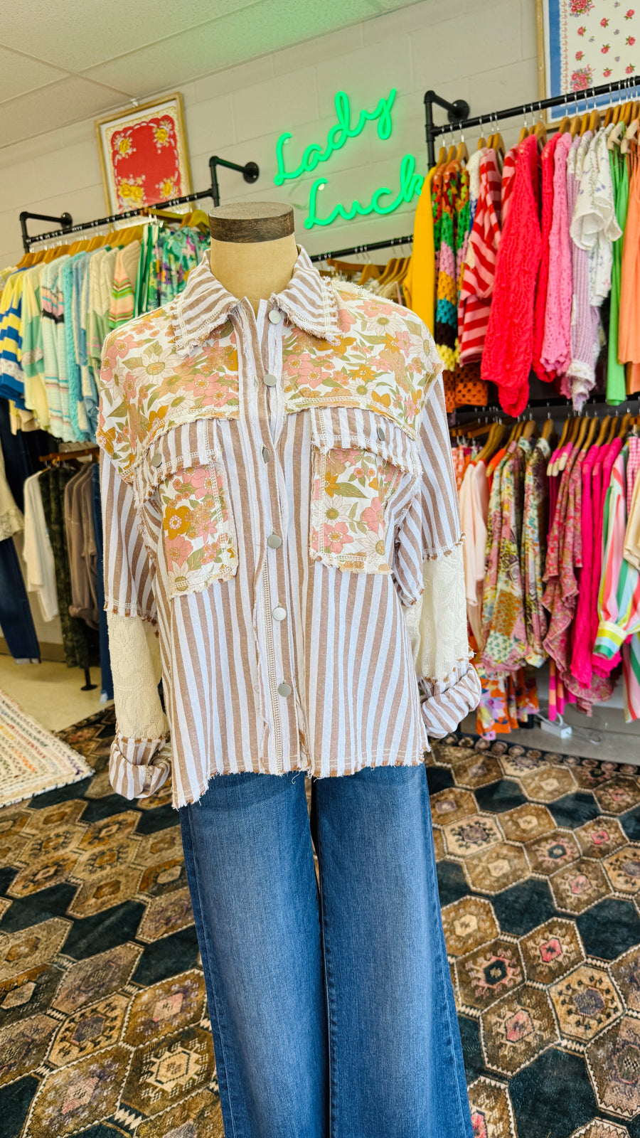 Savannah Bloom Striped Shirt