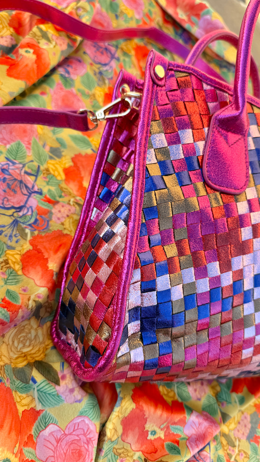 For the Bold, the Beautiful, Fuchsia Woven Tote