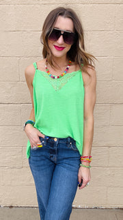 Lace Inset Dream Tank - Apple Green
