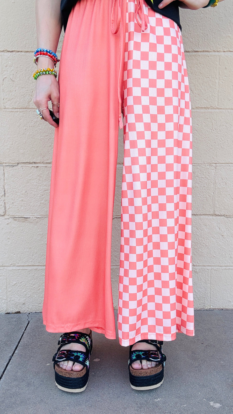 Checkmate Half & Half Pants- Salmon & Peach