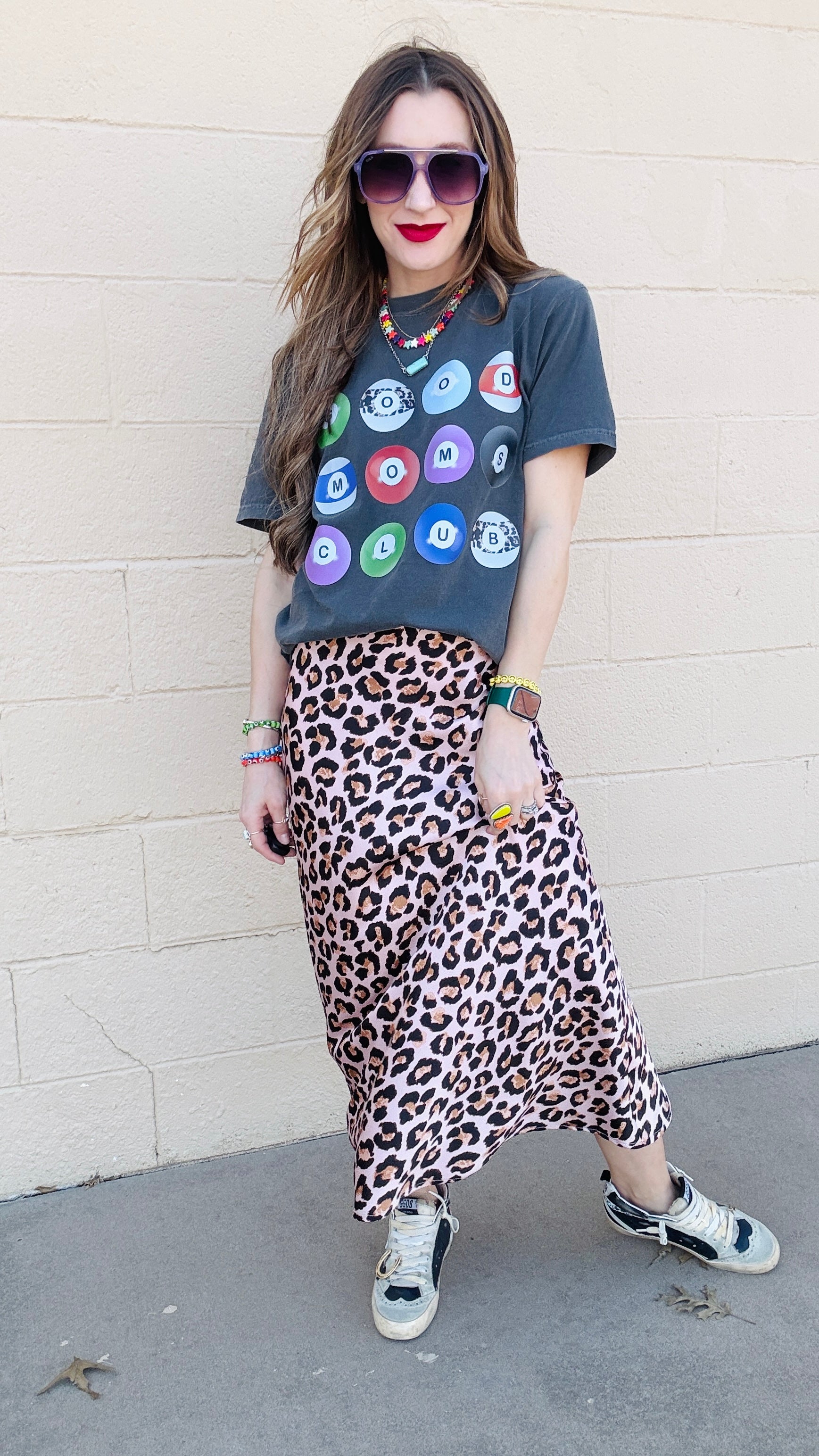 Cat Walk Leopard Print Midi Skirt- Pink