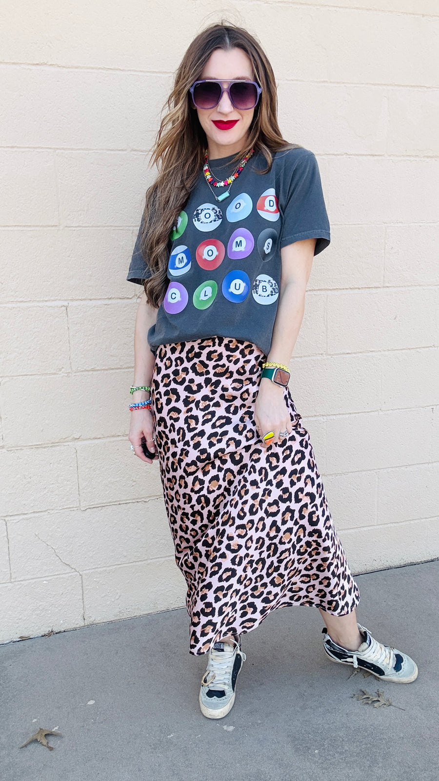 Cat Walk Leopard Print Midi Skirt- Pink