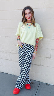 Bright Smiles Oversized Graphic Tee- Lime