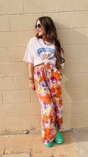 Tropical Bloom Wide-Leg Pants
