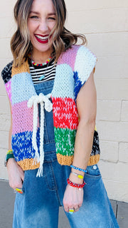 Prism Patchwork Tie-Front Vest