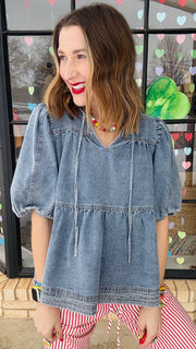 April Tiered Denim Top