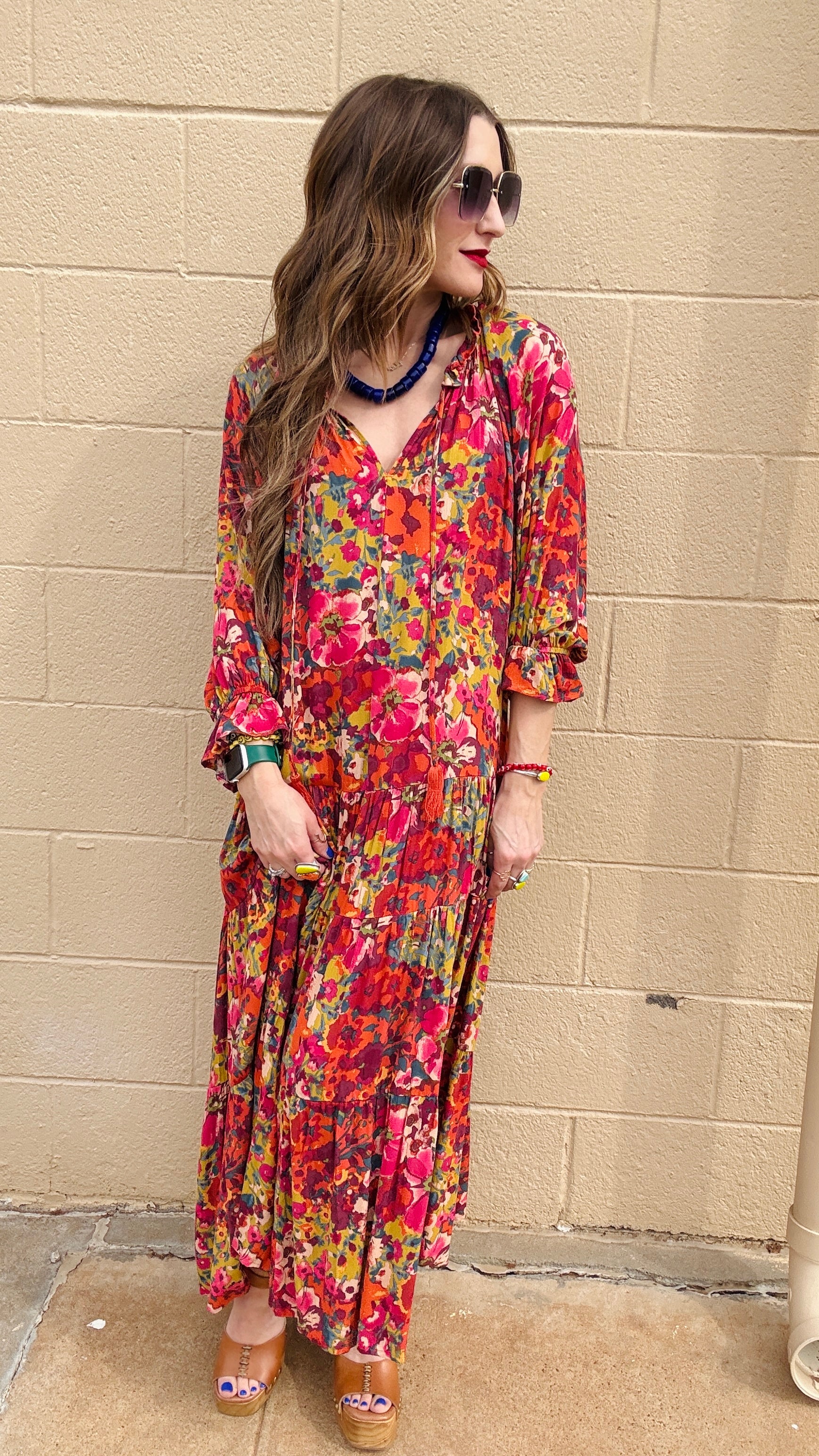 Boho Beauty Mixed Floral Maxi Dress- Olive Mix