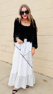 Black Velvet Square Neck Top- Black
