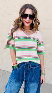 Sunset Citrus V-Neck Sweater