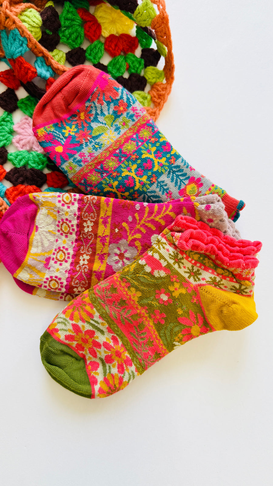 Wildflower Wonders Cozy Ankle Socks, Set of 3