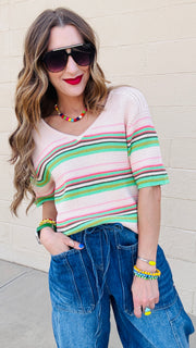Sunset Citrus V-Neck Sweater
