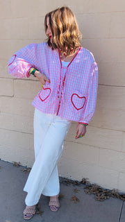 Lover Girl Gingham & Hearts Top