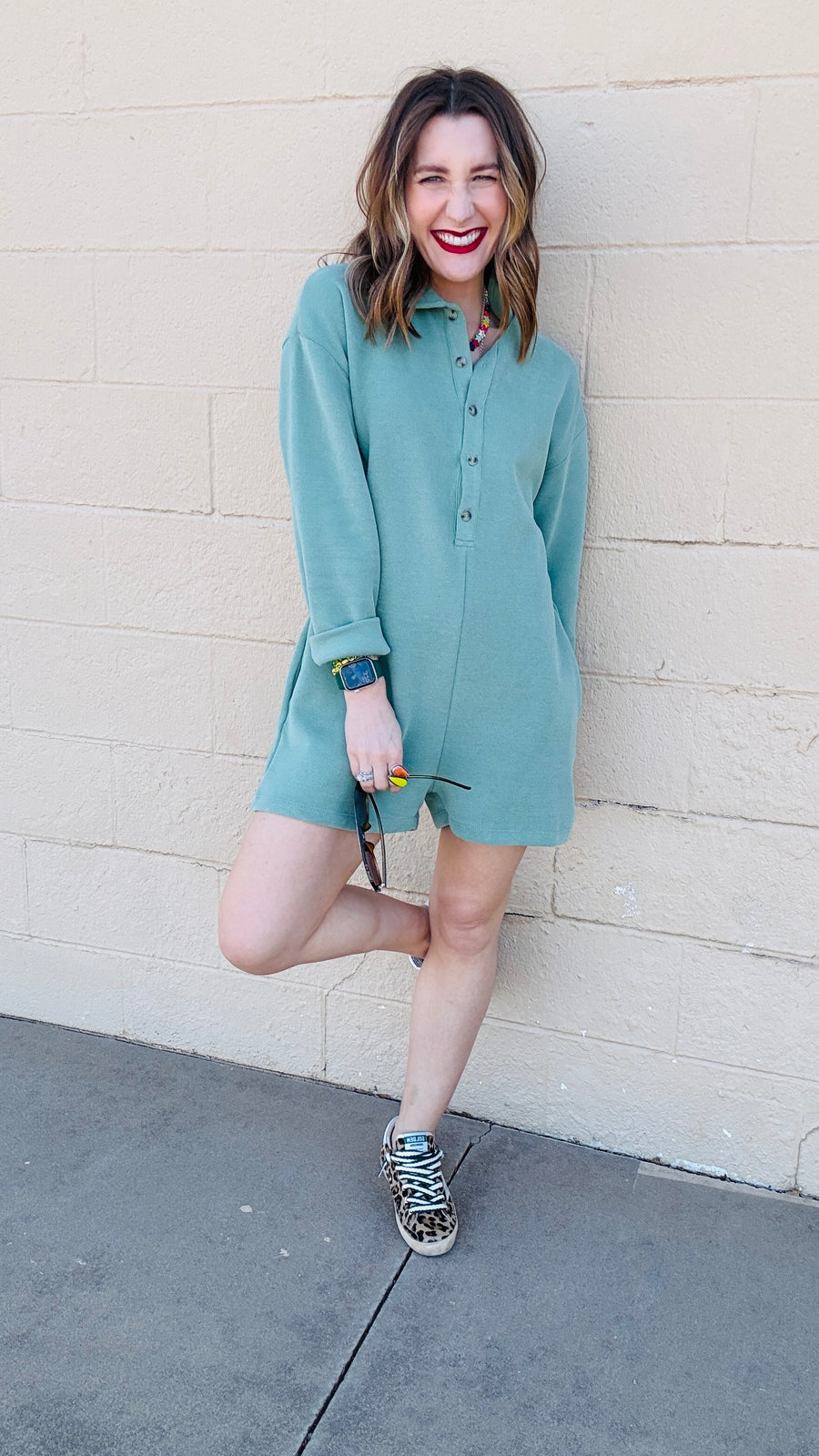 Pistachio Breeze Knit Romper