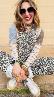 Wild Woman Leopard Print Denim Overalls