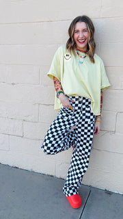 Bright Smiles Oversized Graphic Tee- Lime