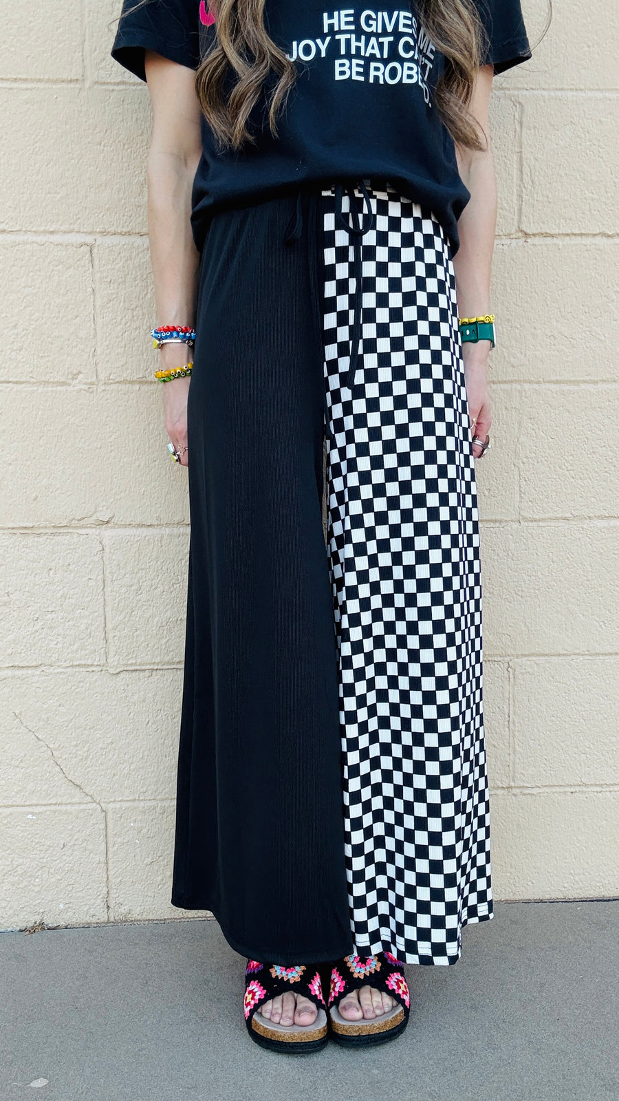 Checkmate Half & Half Pants- Black & White