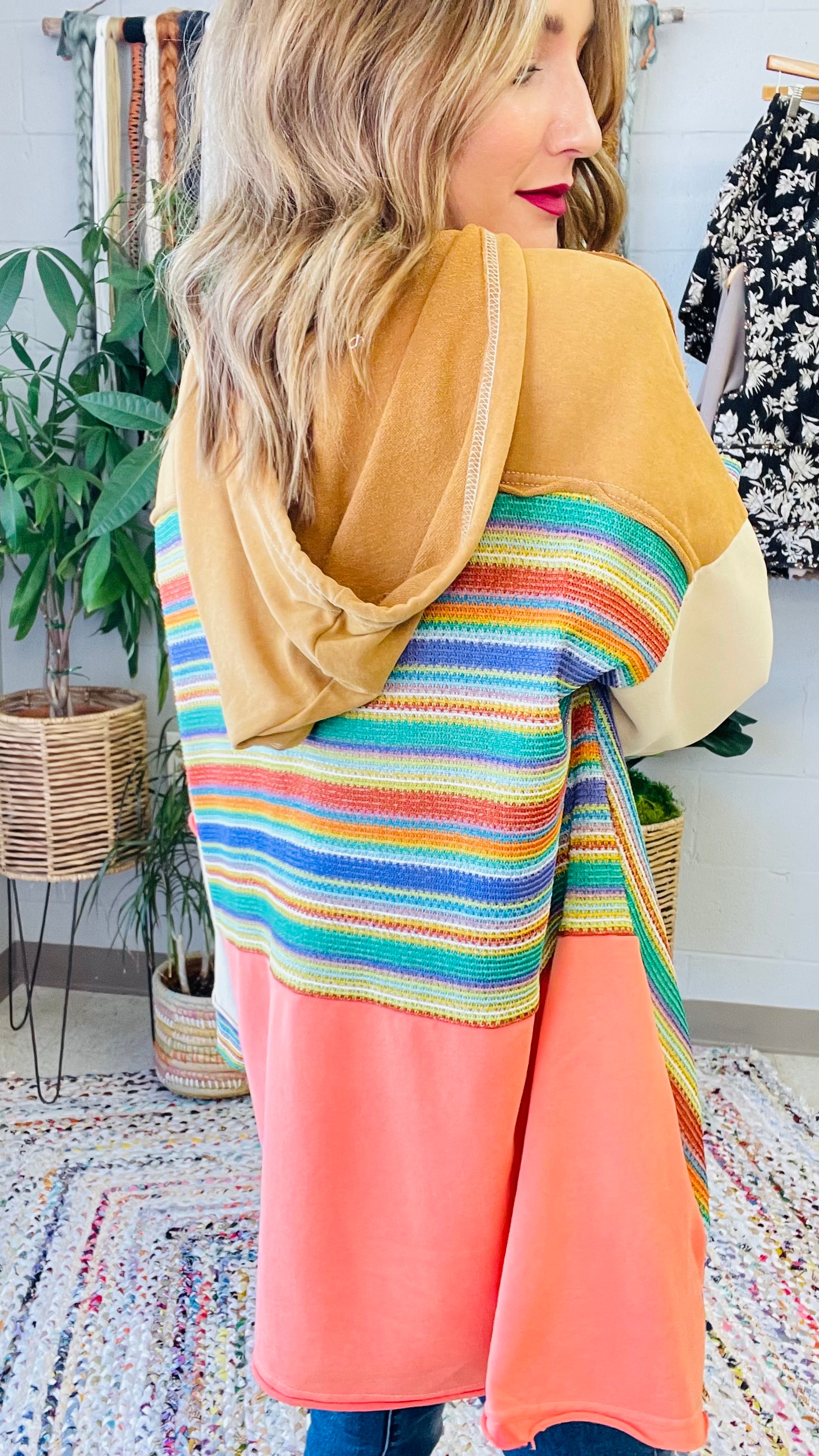 Walking On Sunshine Multicolor Hooded Pullover