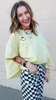 Bright Smiles Oversized Graphic Tee- Lime