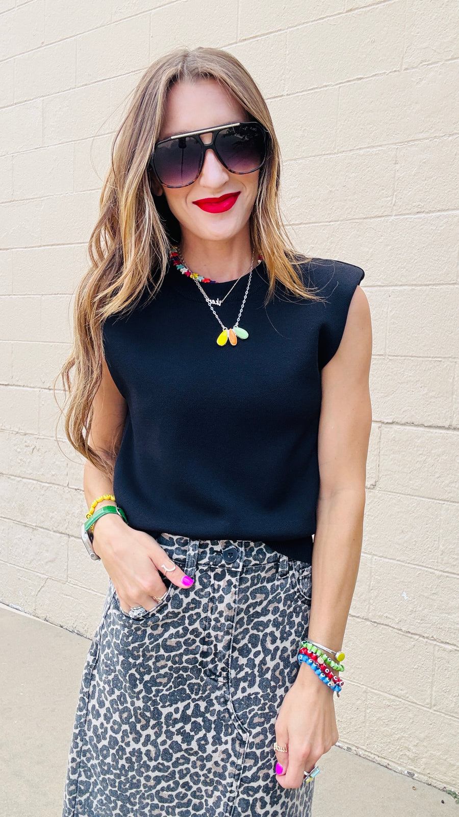 Classic Black Cap Sleeve Knit Top
