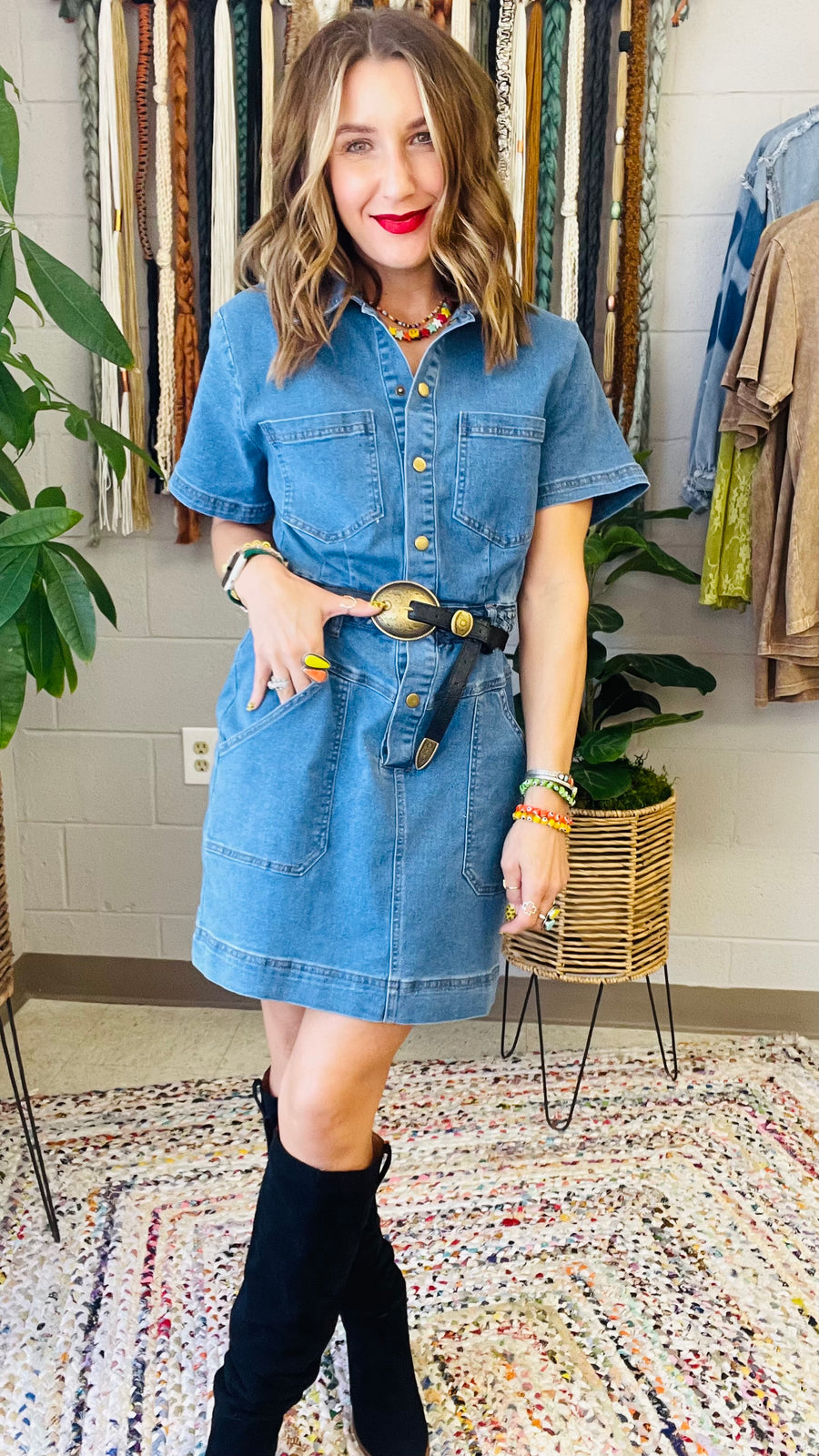 Cheyenne Button Up Denim Mini Dress