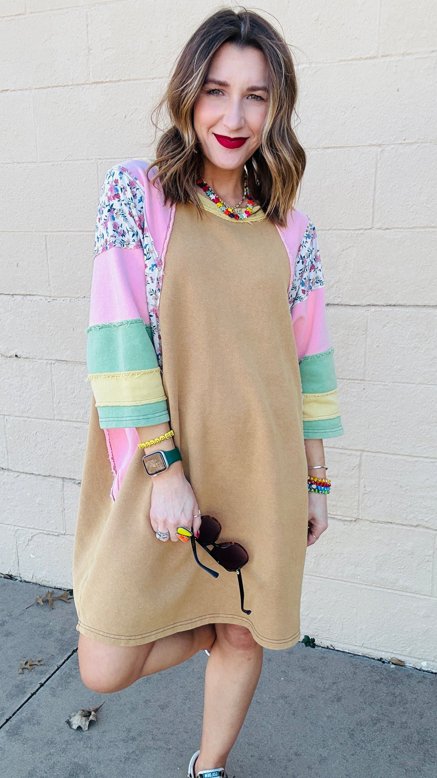 Color-Block & Bloom T-Shirt Dress