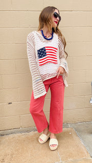 Stars & Stripes Crochet Hoodie