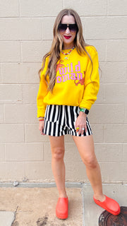 Wrenlee Waffle Knit Striped Shorts- Black & White