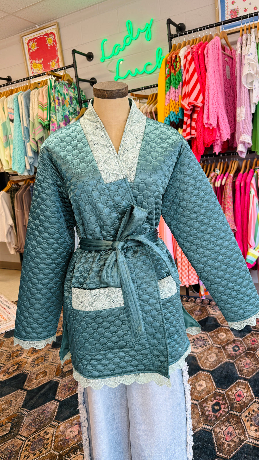 Azure Belle Quilted Smoking Jacket