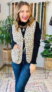 Watch My Spots Reversible Leopard Quilted Vest